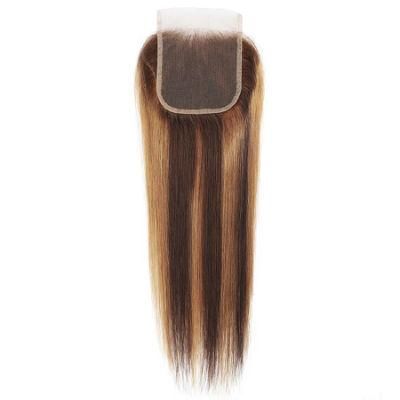 9A Brazilian Hair 4*4 Lace Frontal Closure Silky Straight Ombre Color Hair Weaving Crochet Braids