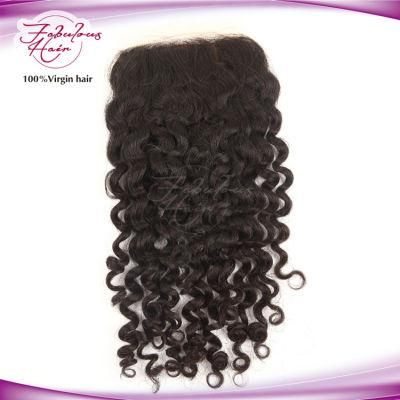 Natural Color Hair Lace Closure 4*4 Curly Virgin Human Hair