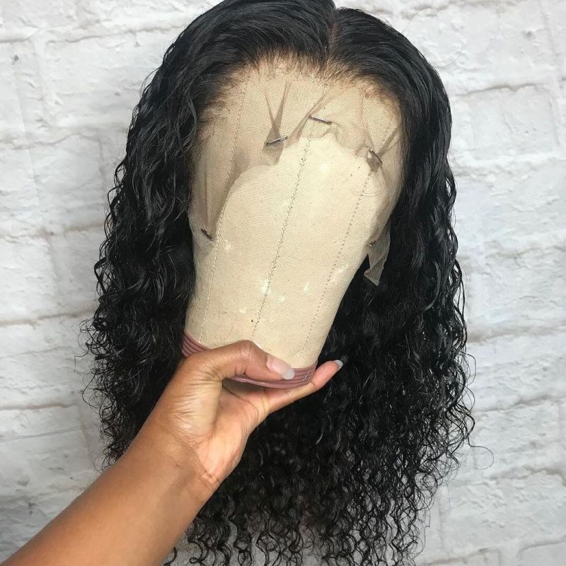 150% Density Brazilian Curly Wave Lace Front Wig with Baby Hair Pre Plucked Bleached Knots (14′ ′)