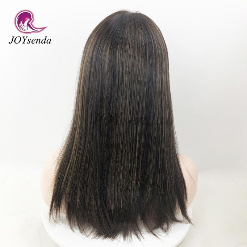 Dark Brown Highlights Color European Hair 4*4 Silk Base Top Jewish Wig Kosher Wigs China Wig Supplier