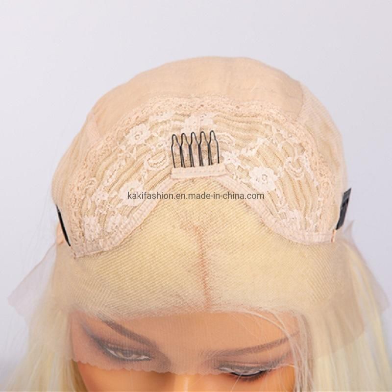 Wholesale 12inch Factory Heat Resistant Synthetic Fiber Short HD Straight Lace Front Blond Wigs