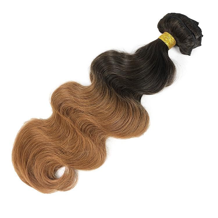 100% Brazilian Virgin Human Hair Body Wave Human Hair Clip in Extensions #T2/30