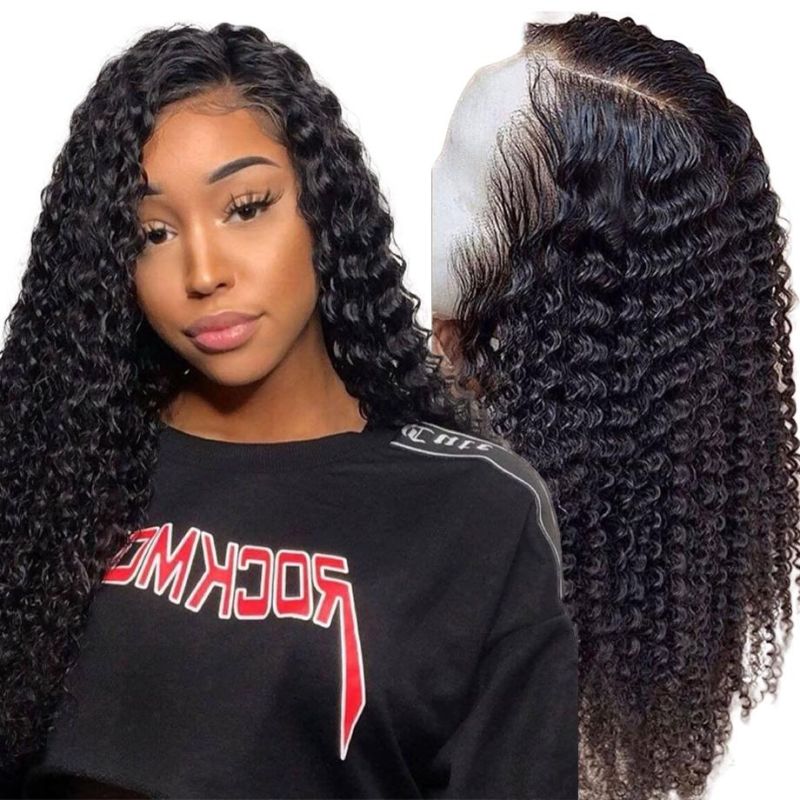 Vrigin Brazilian Hair Curly Human Hair Lace Wig