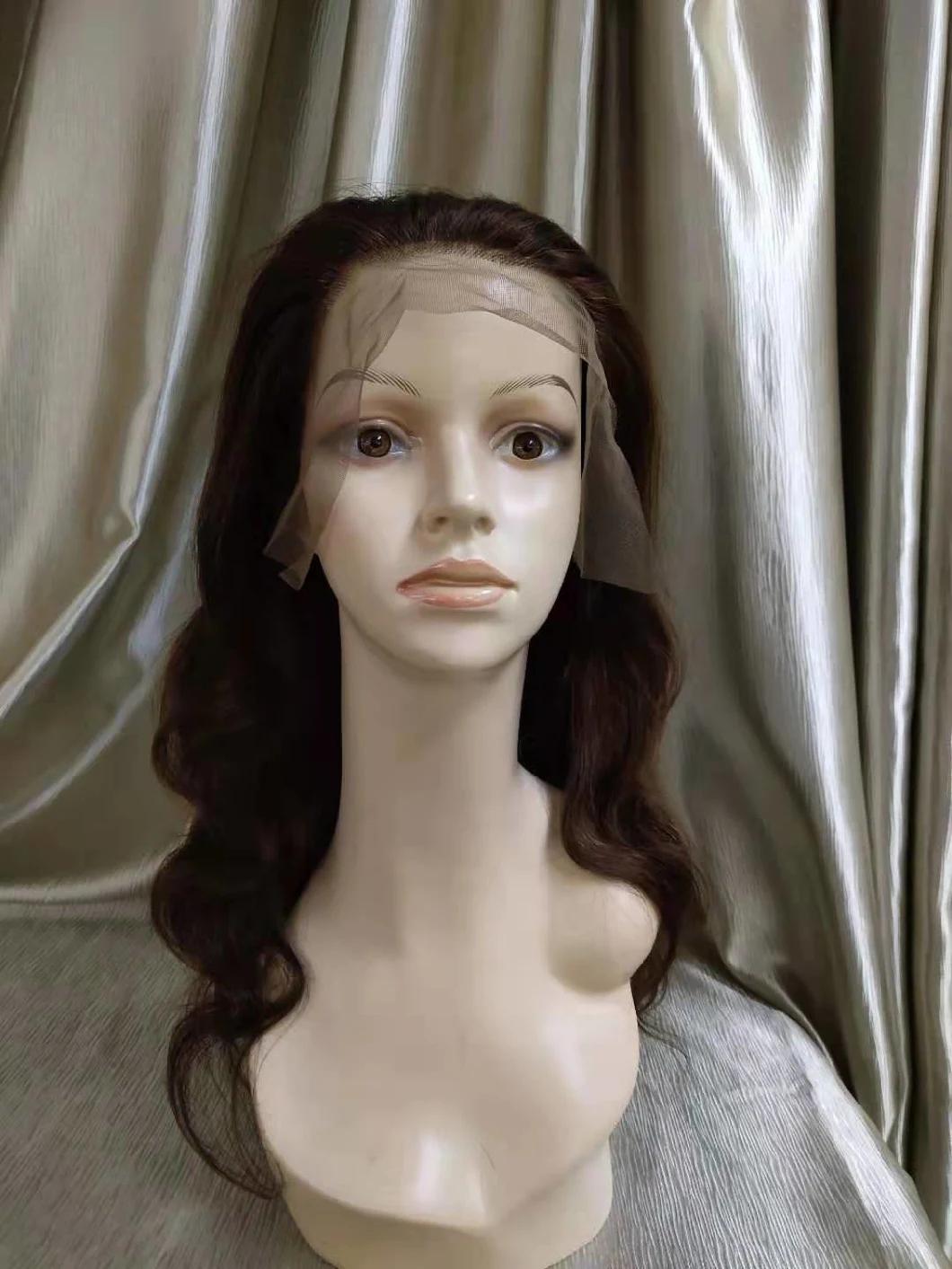 Dark Brown Virgin Brazilian Human Hair Lace Frontal Wigs on Promotion