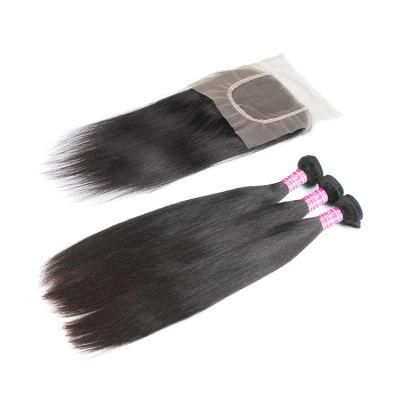 Unprocessed Raw 26 28 Inch Brazilian Hair 3 Bundles Brazilian Hair with 4*4closure