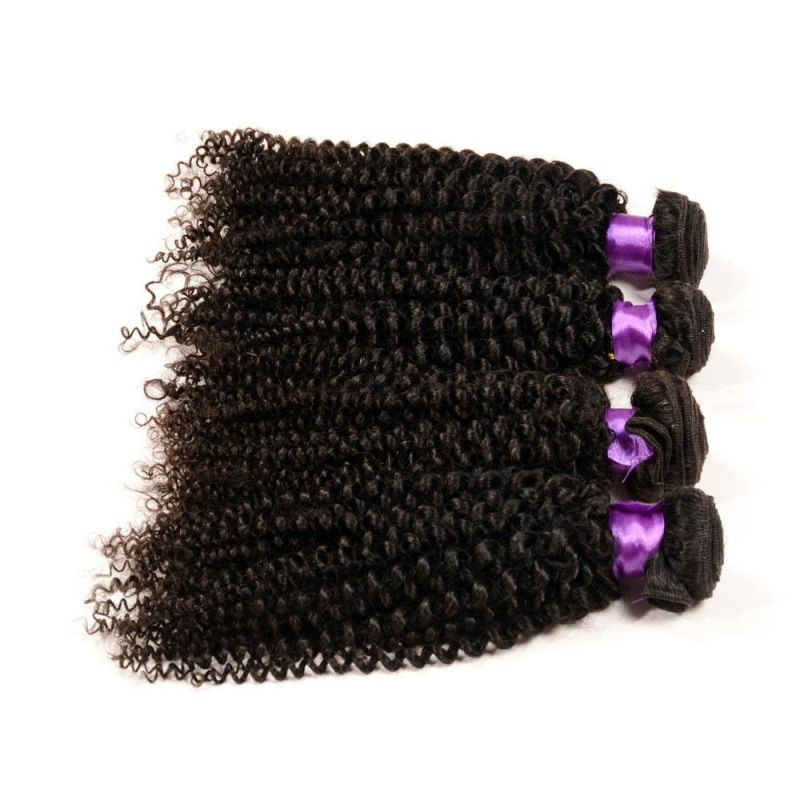 Natural Black Color Wholesale 7A Virgin Brazilian Hair Bundles, Kinky Curly 100 Human Hair Weaving