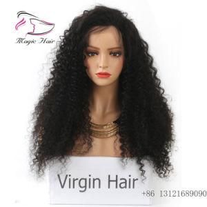 13*4 Lace Front Human Hair Wigs Curly Brazilian Remy Virgin Hair Black Color