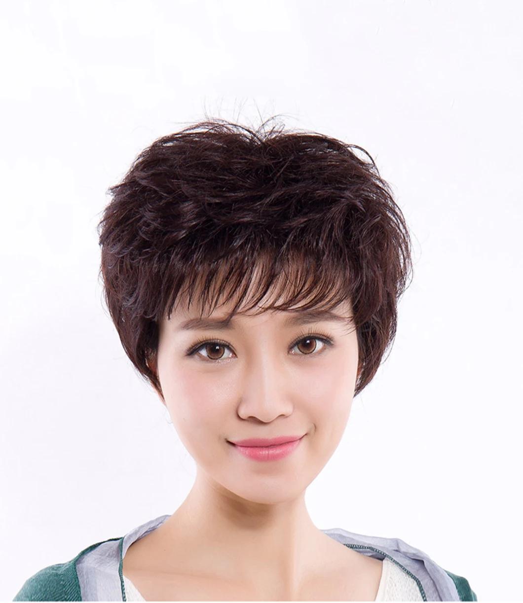 Pixie Wig Female Short Hair Short Straight Hair Fashion Natural Black Hair Headdress Wigs Brazilian Human Hair Wigs