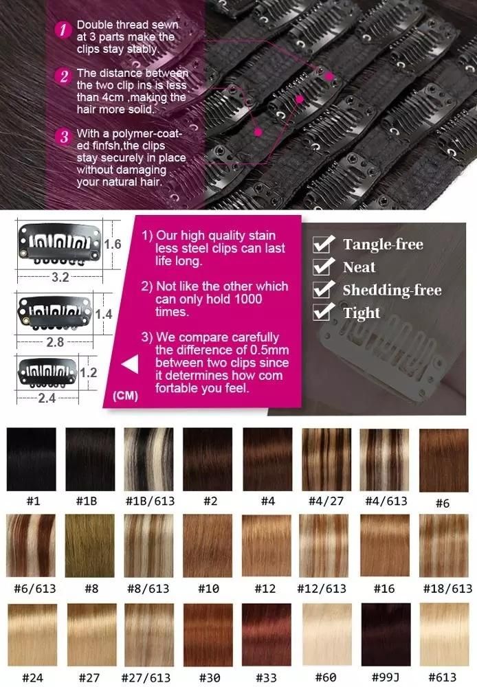 613# Blonde Color 100% Human Hair Clip in Hair Extensions