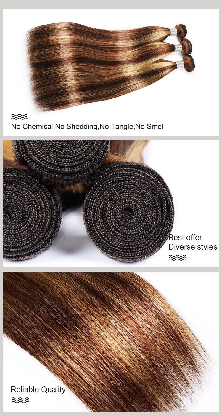 Piano Color P4/27# Straight 100% Virgin Human Hair, Wholesale 8A Grade Malaysian Hair Bundles