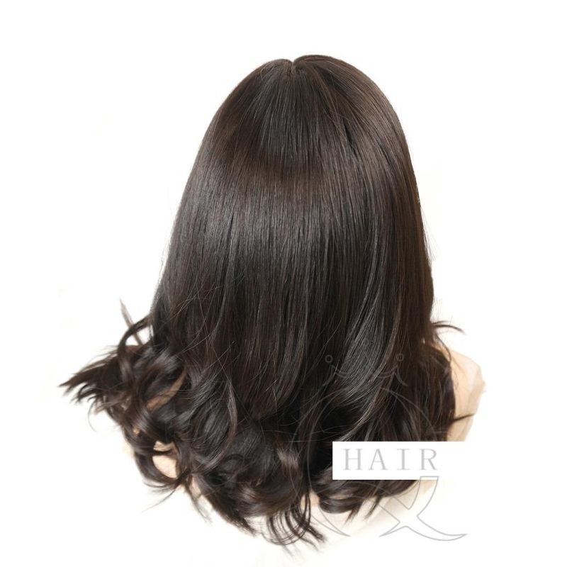 Human Hair China Factory Supplier Dark Brown Highlight Non-Processed Virgin European Human Hair Wig Silk Top Kosher Jewish Wig