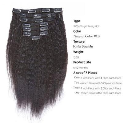 Clip in Human Hair Extension Kinky Curl 7PCS for Full Head (AV-CHL07-14-1)