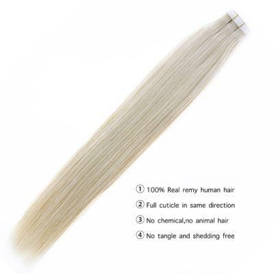 Remy Tape Human Hair Extensions Double Drawn Hair Straight 20 PCS 40PCS Adhesives Seamless Hair Extensions 14&quot;-24&quot; Virgin Hair