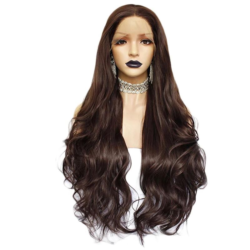 Human Remy Virgin Hair Dark Brown Natural Body Wave Wig Straight Hair Wigs for Women Lace Front Wig with Closure 26 Inch