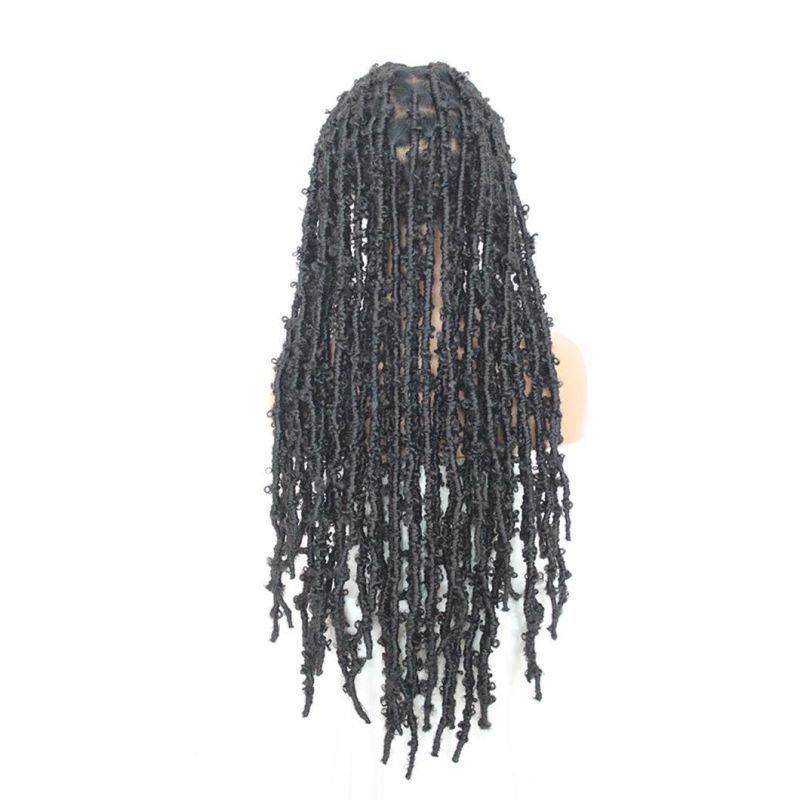 Full Lace Braided Wigs with Synthetic Distressed Messy Crochet Braid for Women Hand-Made Full Lace Frontal Wig