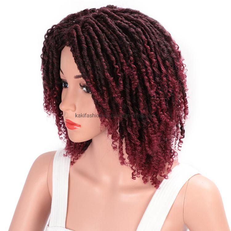 Soft Dreadlocks Hair 14 Inch Ombre Black Red Crochet Braids Wigs Heat Resistant Synthetic Short Wigs