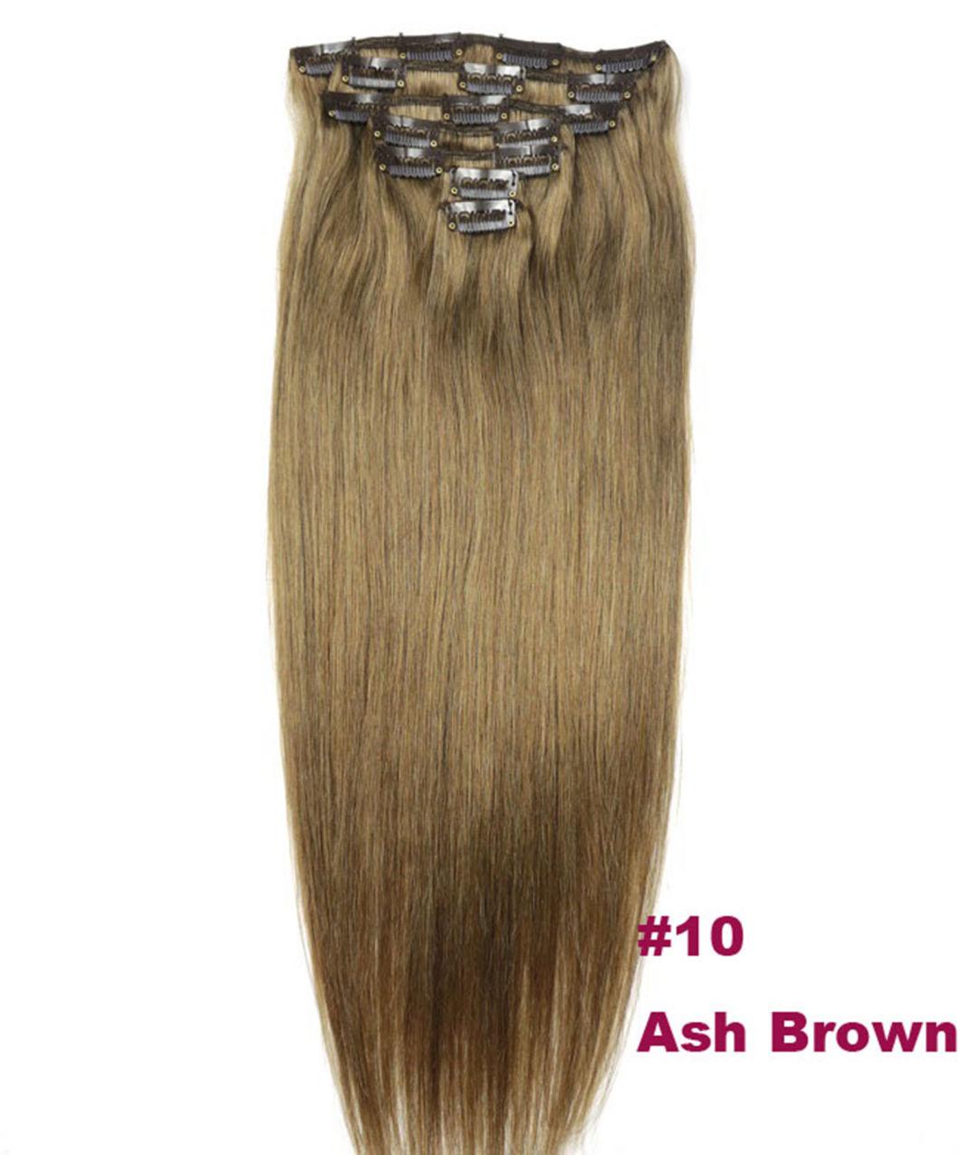 12" -24" Machine Made Remy Hair 7PCS Set Clips in 100% Brazilian Human Hair Extensions Full Head Straight Multi Color