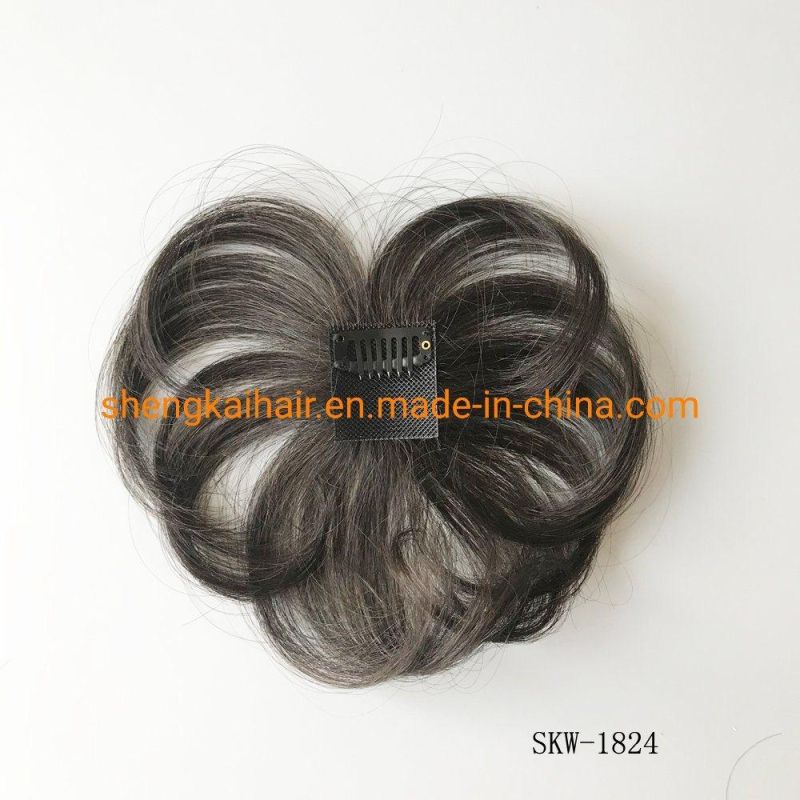 Wholesale Quality Handtied Human Hair Synthetic Hair Mix Hair Toppers