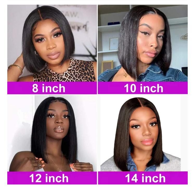 100% Peruvian Human Hair Lace Front Short Bob Wigs