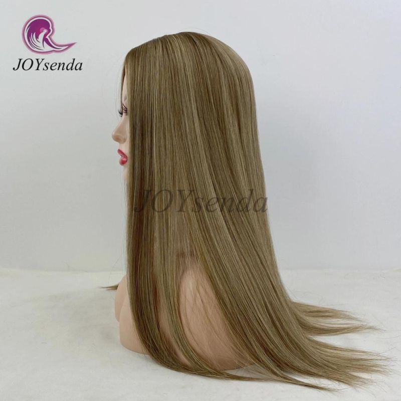 Blonde Color Natural Scalp Silk Base Top Virgin Human Hair Clips in Hair Topper/Hair Pieces