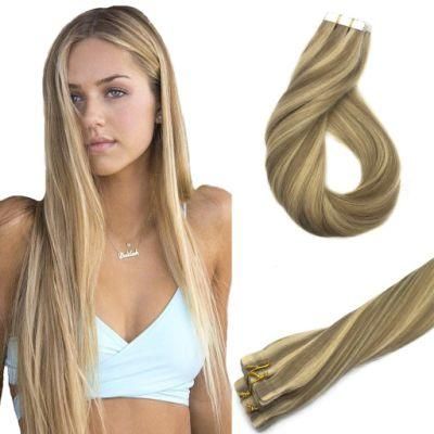 24inch 50g 20PCS Tape in Human Hair Extensions Ombre Light Blonde Mixed Golden Blonde Remy Hair Extensions Tape in Straight Hair