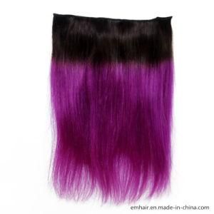 100% Natural Brazilian Human Hair Popular Tangle Free 1b/Violet Straight Clip in Hair Extension