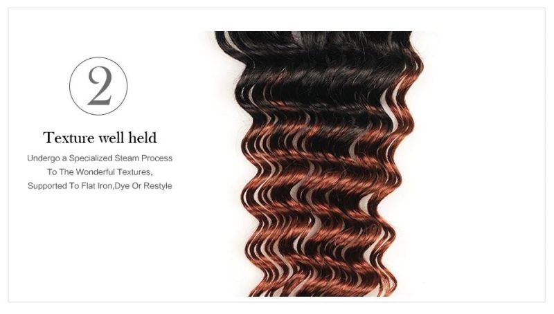 Two Tone Ombre Brazilian Hair Bundles with Closure Deep Weave 4PC Human Hair Extensions 1b/33 Spark Remy Hair Weave Can Be Mix