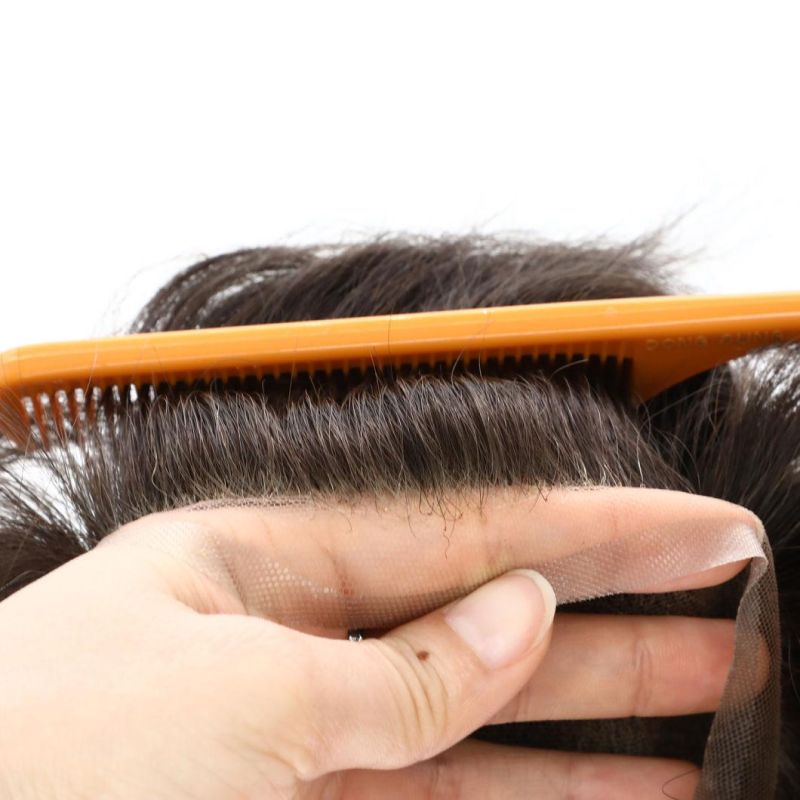 Stock Men′s Human Hair Lace Hair Replacement