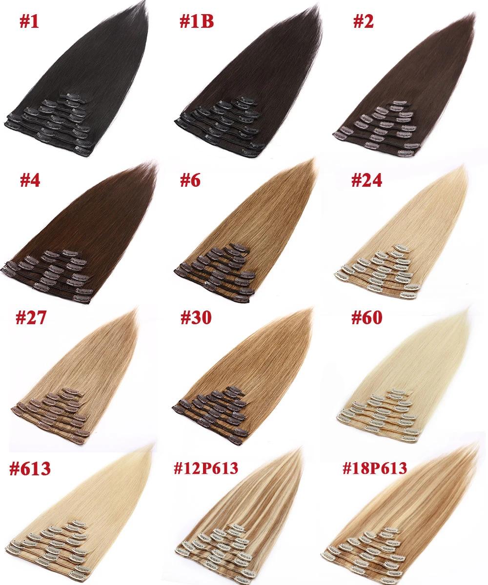 8PCS Clip in Human Hair Extensions 100% Real Machine Straight