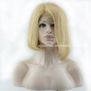Blond Full Lace Front Wig Straight Remy Russian Virgin Human Hair Wigs