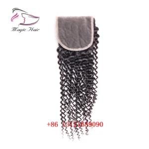 Brazilian Kinky Curly Hair Bleached Knots Remy Human Hair 4*4 Lace Closure