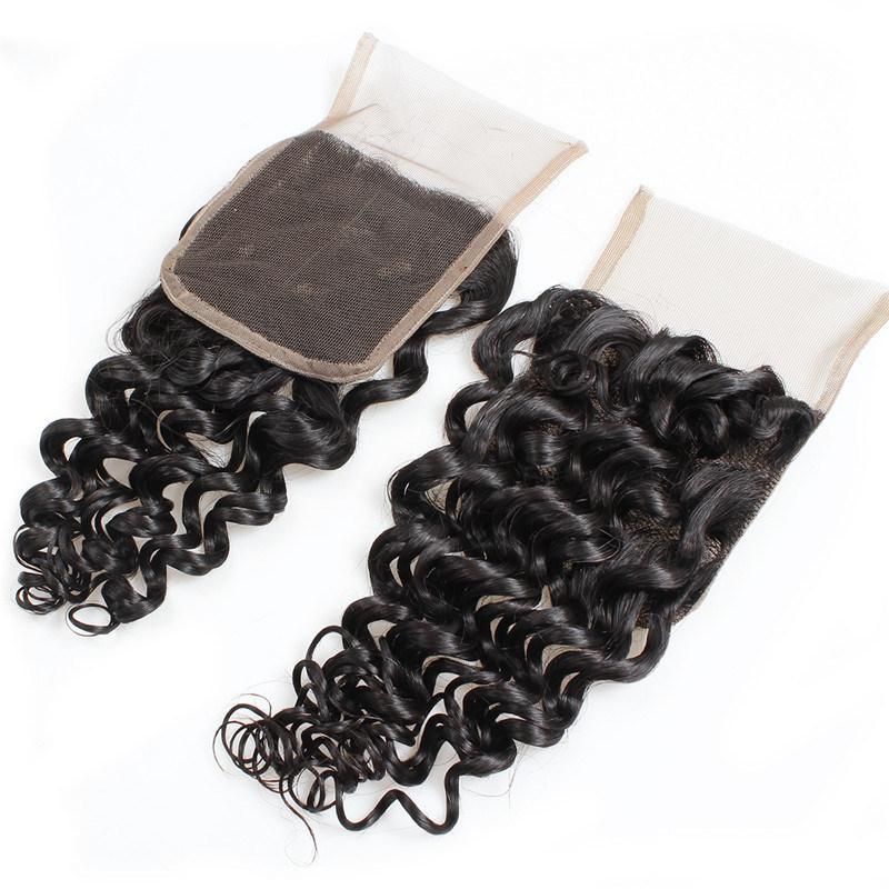 4*4 Lace Frontal Closure Deep Wave Hair Weaving Natural Human Hair