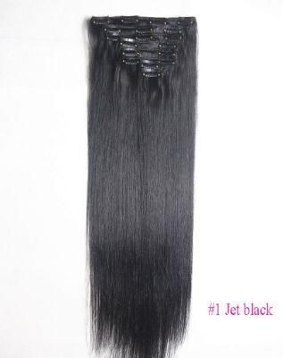 160g22&quot; Machine Made Remy Hair 8PCS Set Clips in 100% Human Hair Extensions Full Head Set Straight Natural Hair