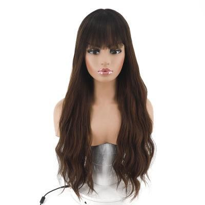 Ombre Dark Roots Natural Long Wavy Synthetic Wig for Women 26 Inch