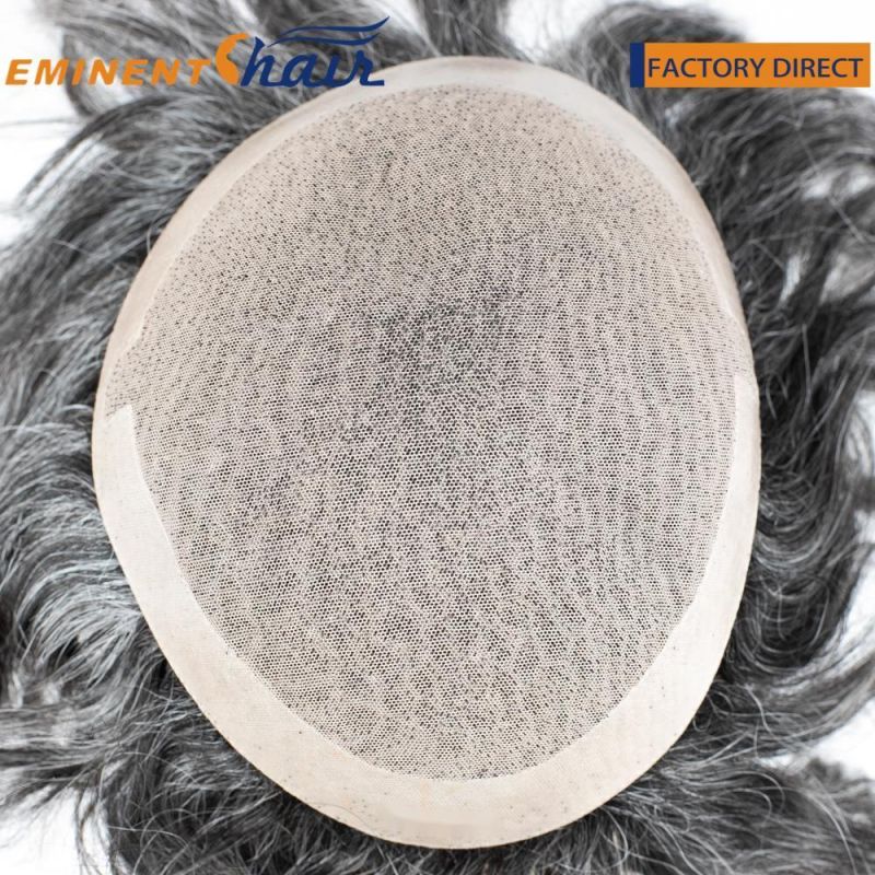 Custom Human Hair Two Layers Lace with PU Coating Toupee for Men