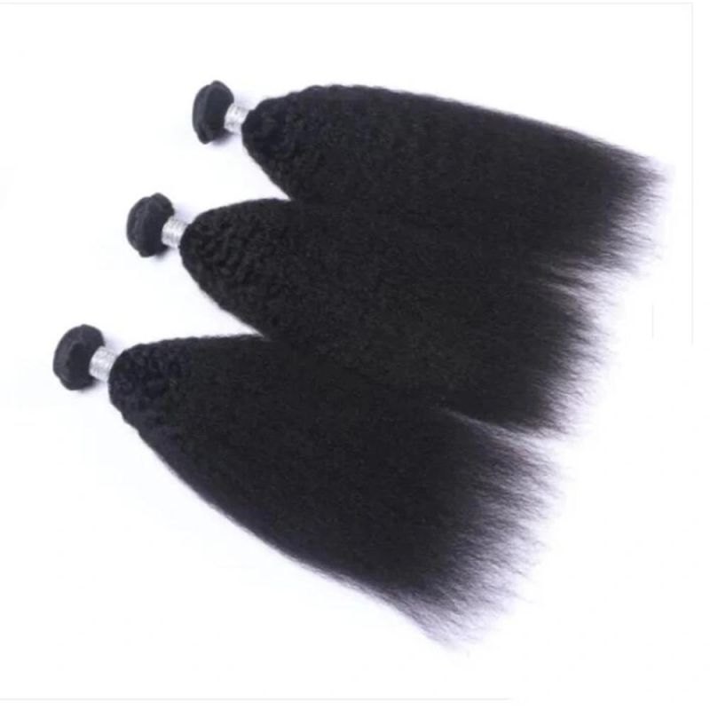 100% Human Hair Nature Black Brazilian Kinky Straight Hair Wig