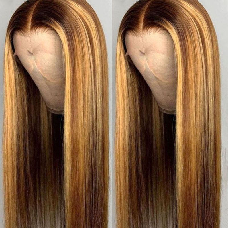 4/27 Highlight Wig Brazilian Straight Wig 4/30 Highlight Lace Front Human Hair Wigs Honey Blonde Ombre Remy Lace Front Wig