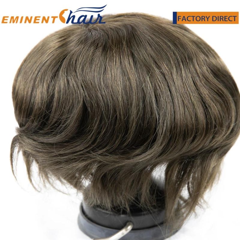 Factory Direct French Lace with PU Coated and Fine Welded Mono #0.12 Front Men′s Toupee
