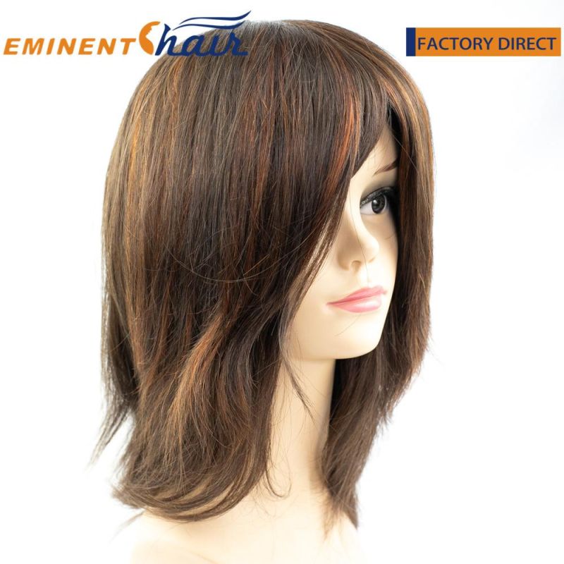 French Lace with PU Coating Wig Full Cap Hair System with Spot Highlights Eminent Hair