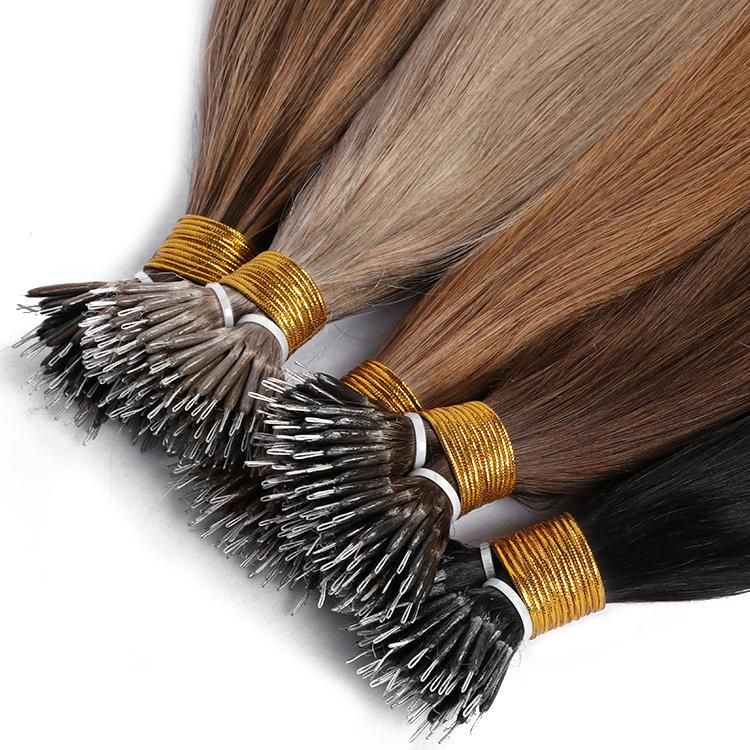 Wholesale Double Drawn Peruvian Straight 10A Nano Ring Tip Hair Extensions Wefts