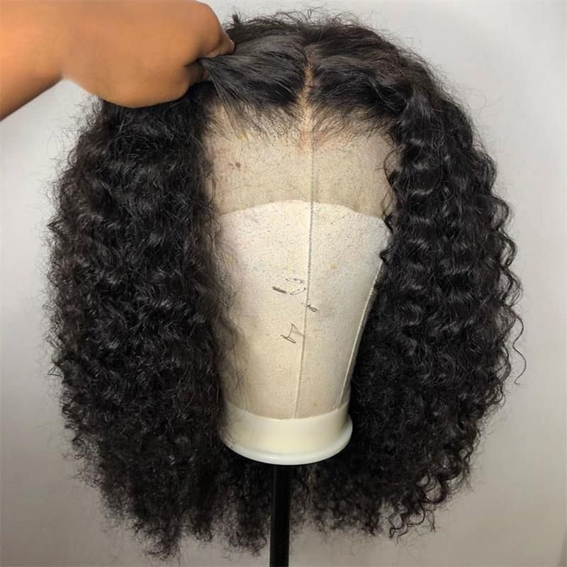 Cuticle Aligned Brazilian Human Hair Lace Curly Bob Wig