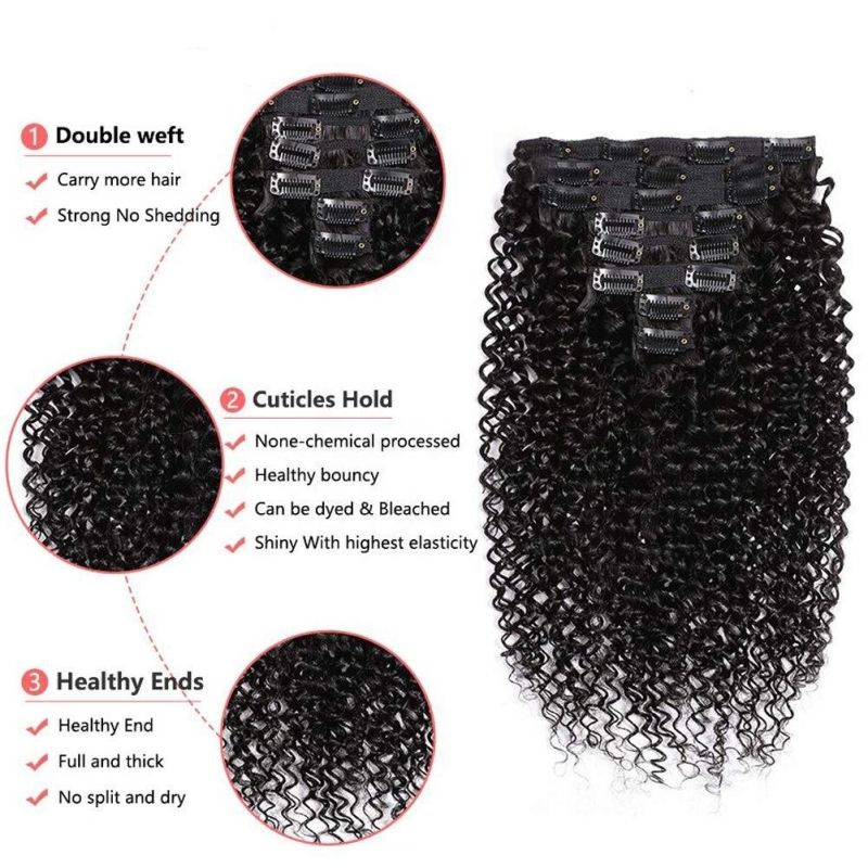 Kbeth Kinky Curly Clip in Human Hair Extensions Kinky Curly Real Brazilian Natural Remy 100% Unprocessed Tangle Free Human Hair Extension for Black Women Gift