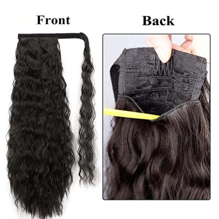 24inch Ombre Blond Wrap Synthetic Ponytail Hair Extensions Long Clip in Hair Extension with Hairpins