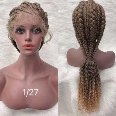 New Style 150% Density Human Hair Braided Wig Synthetic Hair Wigs with Highlights