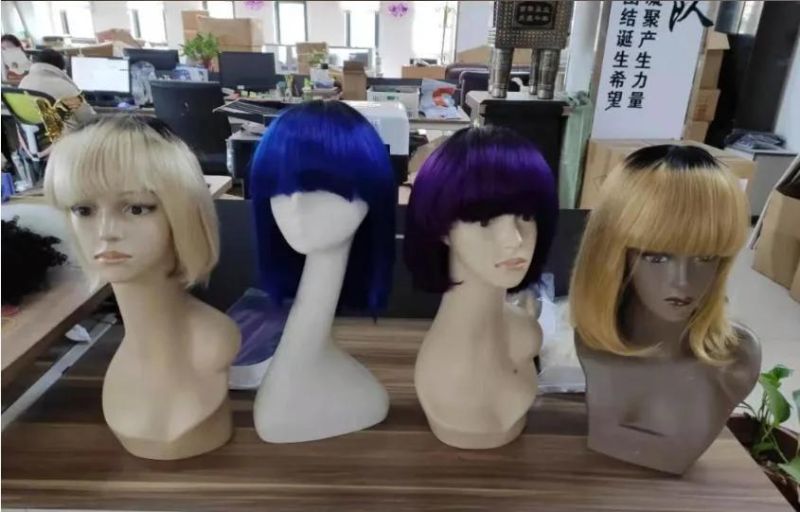 613 Human Hair Wigs with Bangs Brazilian Straight Bob Wig with Bangs for Black Women Highlight Wig Remy Hair Full Machine Wig