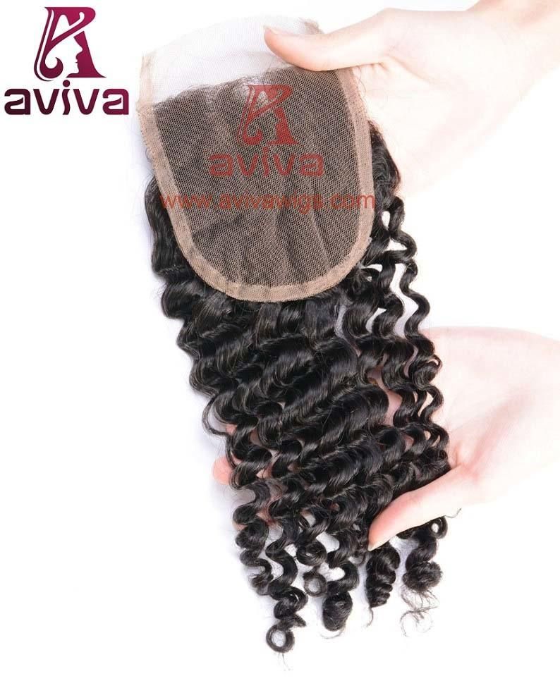 Brazilian Deep Curly Lace Frontal Closure Mocha Virgin Hair
