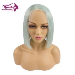 Morein Human Hair Mink Frontal Lace Wig Color Bob Wigs Light Cyan Wholesale Factory Cheap Wigs