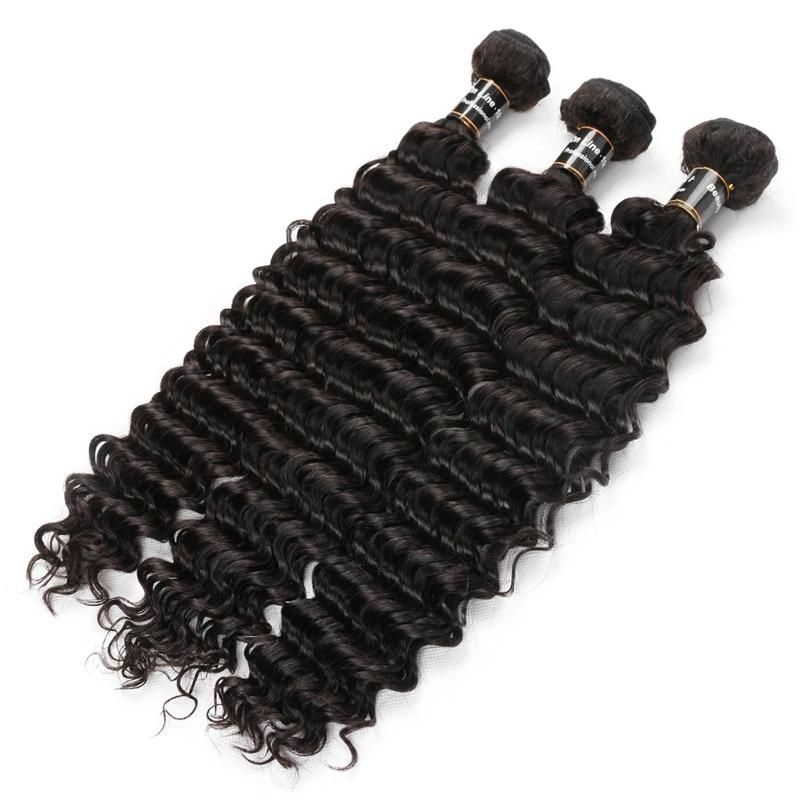 10A Deep Wave Curly Human Hair 3 Bundles Raw Brazilian Virgin Human Hair Extension