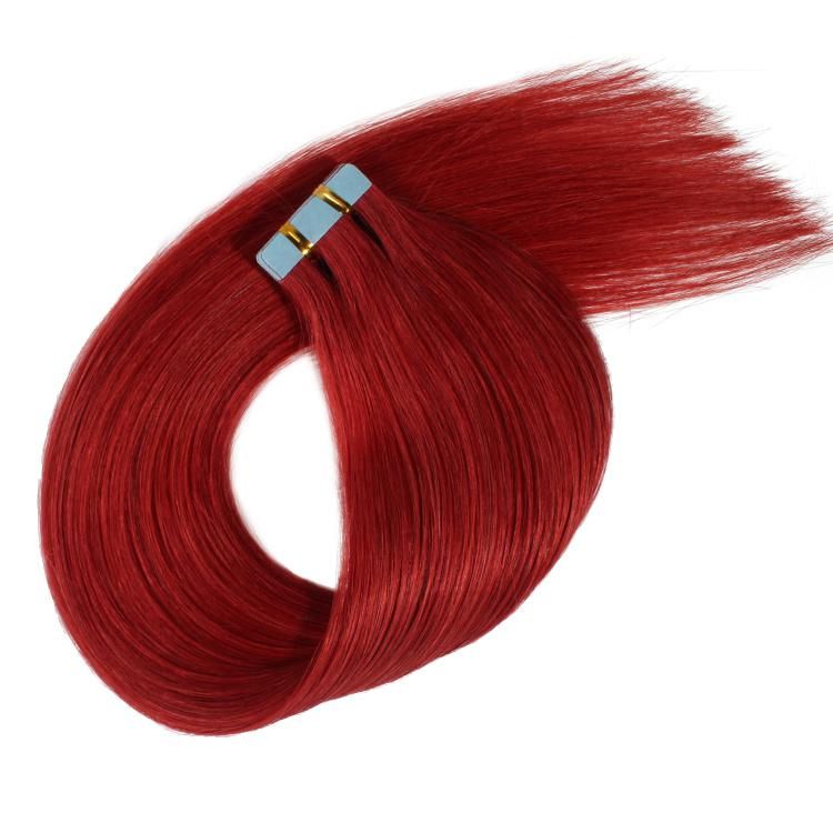 Wholesale Red Straight Human Hair Unprocessed Cuticle Aligned Human Tape Extensions