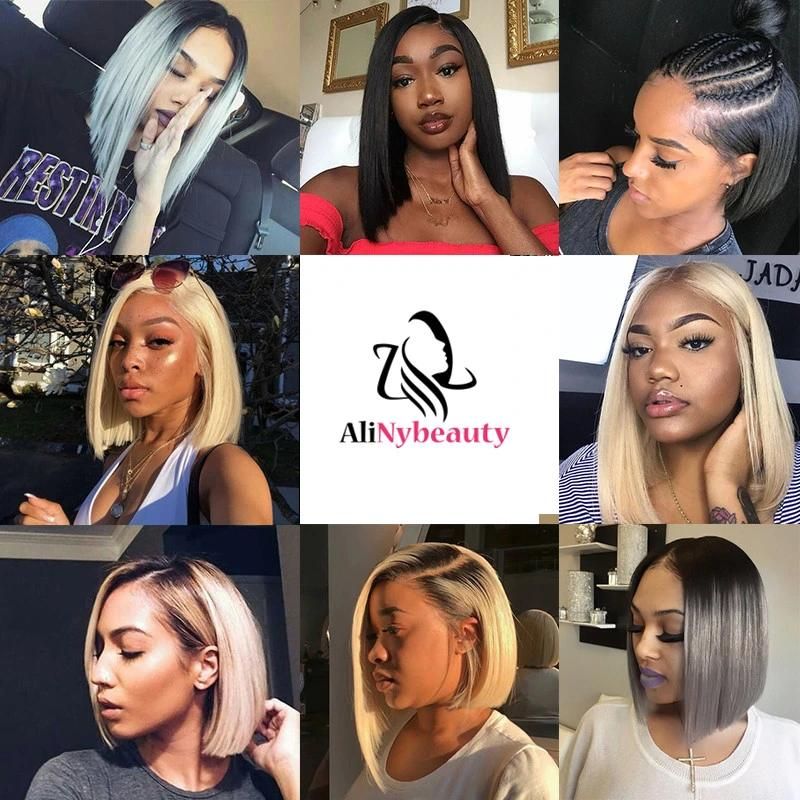Short Bob Human Hair Wholesale 1b Color Lace Front Wig